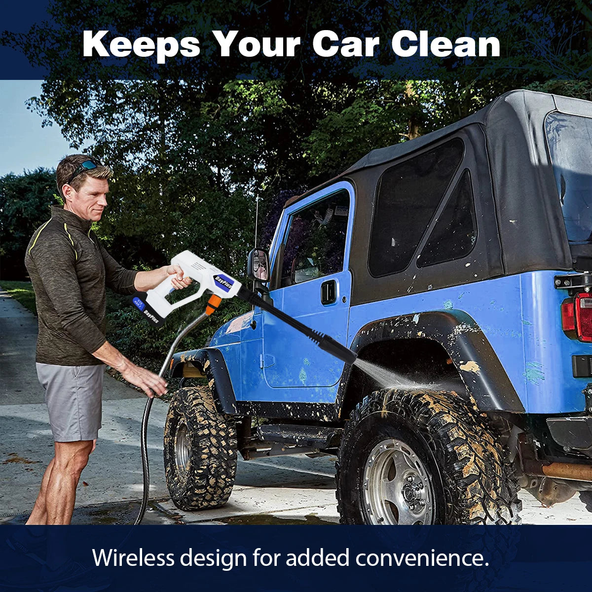 Rechargeable Portable Car Pressure Washer - 6-in-1 Nozzle Jet Spray Gun