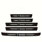 Skoda Carbon Fiber Door Sill Guards - Anti-Scratch Protector Film Set