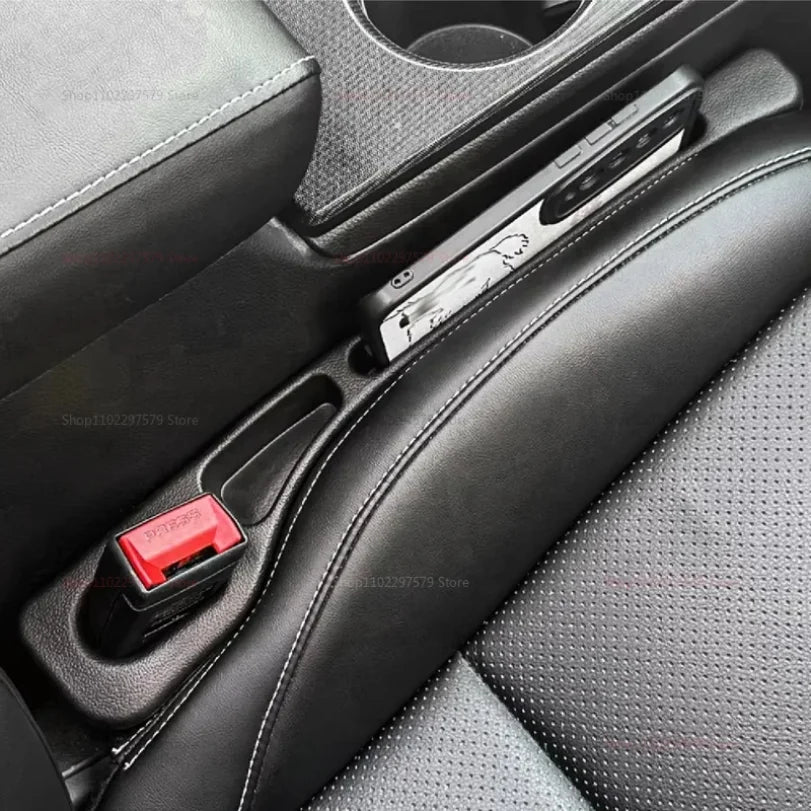 Car Seat Gap Filler Organizer - 2 Piece PU Leather Storage Box Set