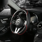 Universal Leather Steering Wheel Cover - Diamond Pattern Anti-Slip (14.5-15 inch)