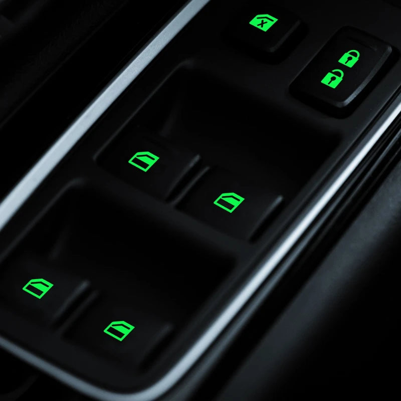 Luminous Car Window Control Panel Stickers - Glow-in-Dark Button Decals