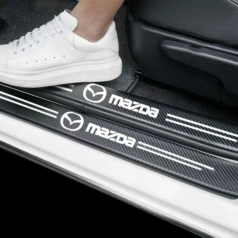 Mazda Carbon Fiber Door Sill Plate Protector - 5 Piece Sticker Set