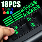 Luminous Car Interior Stickers - 18 Piece Glow-in-Dark Window Control Panel Set