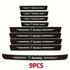 Skoda Carbon Fiber Door Sill Guards - Anti-Scratch Protector Film Set