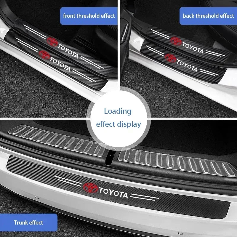 Toyota Carbon Fiber Door Sill Protector - Anti-Scratch Logo Sticker Set