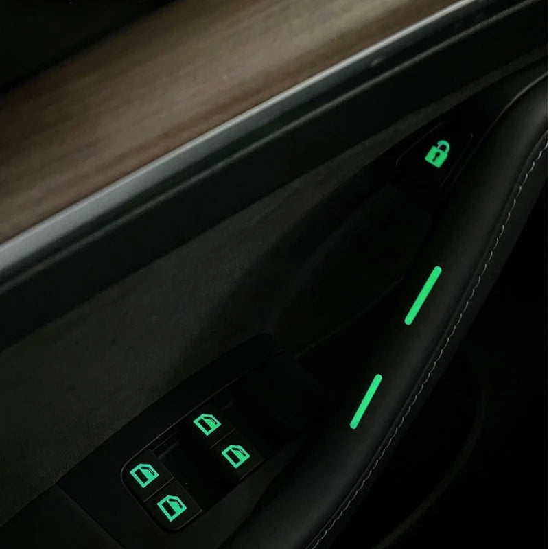 Luminous Car Window Control Panel Stickers - Glow-in-Dark Button Decals