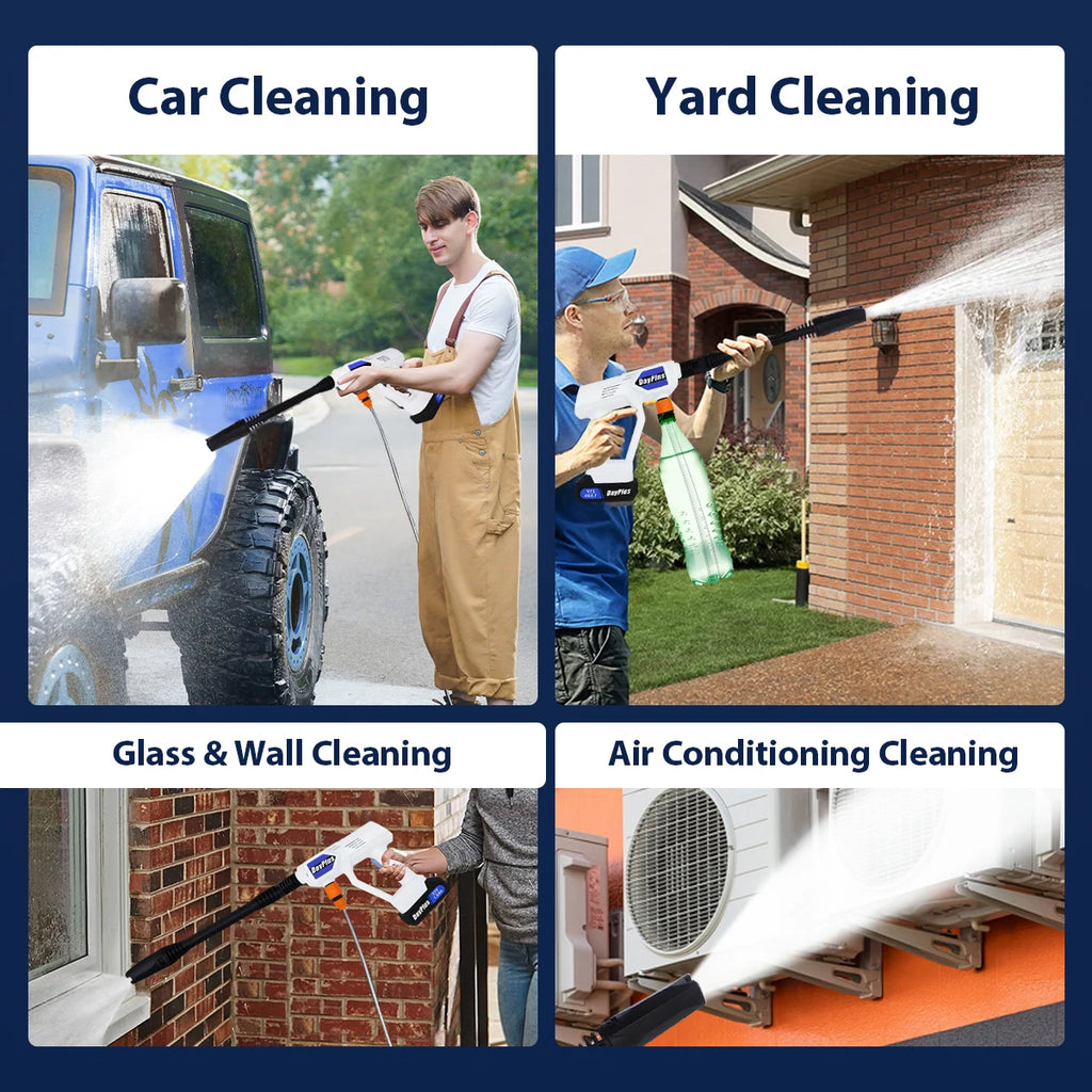 Rechargeable Portable Car Pressure Washer - 6-in-1 Nozzle Jet Spray Gun