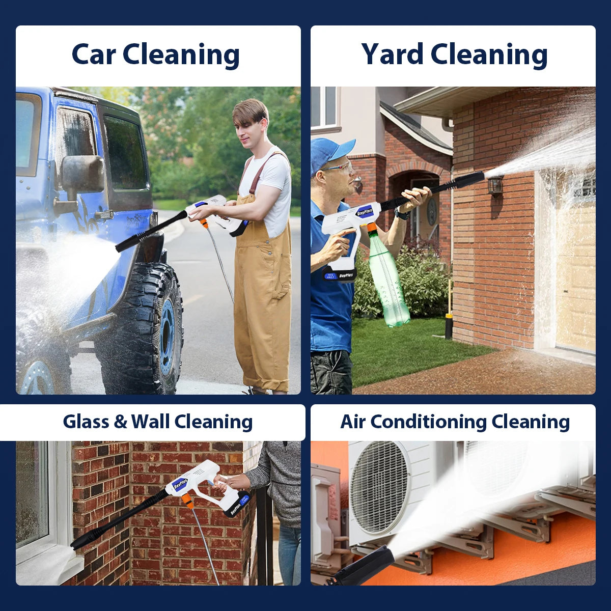 Rechargeable Portable Car Pressure Washer - 6-in-1 Nozzle Jet Spray Gun