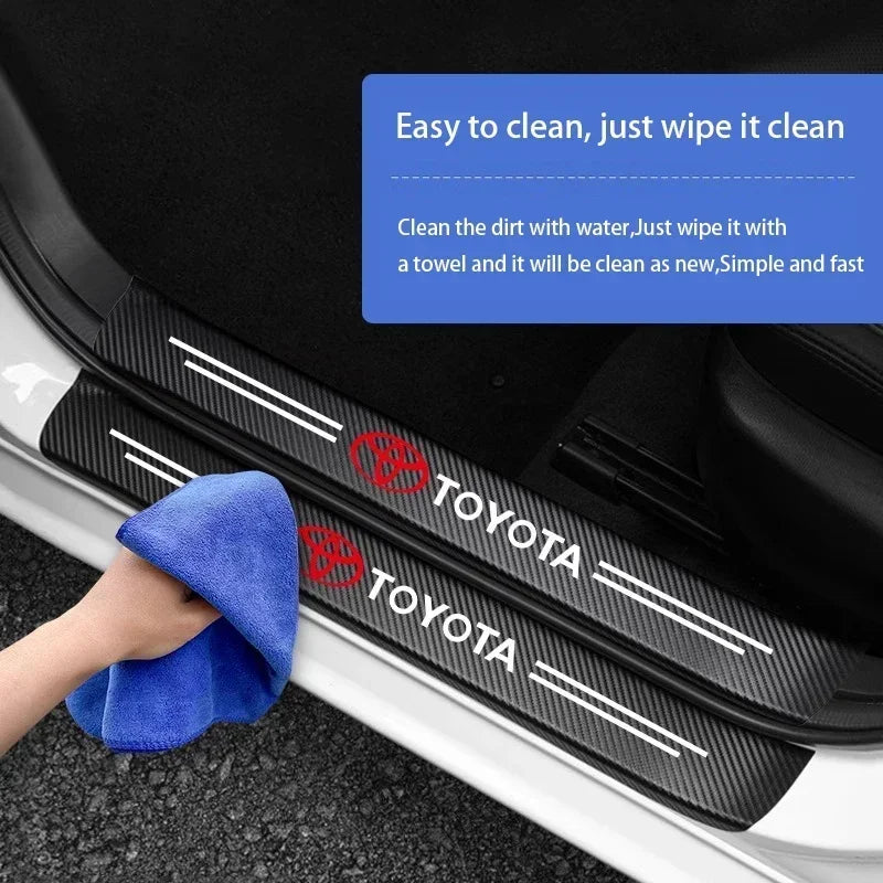 Toyota Carbon Fiber Door Sill Protector - Anti-Scratch Logo Sticker Set