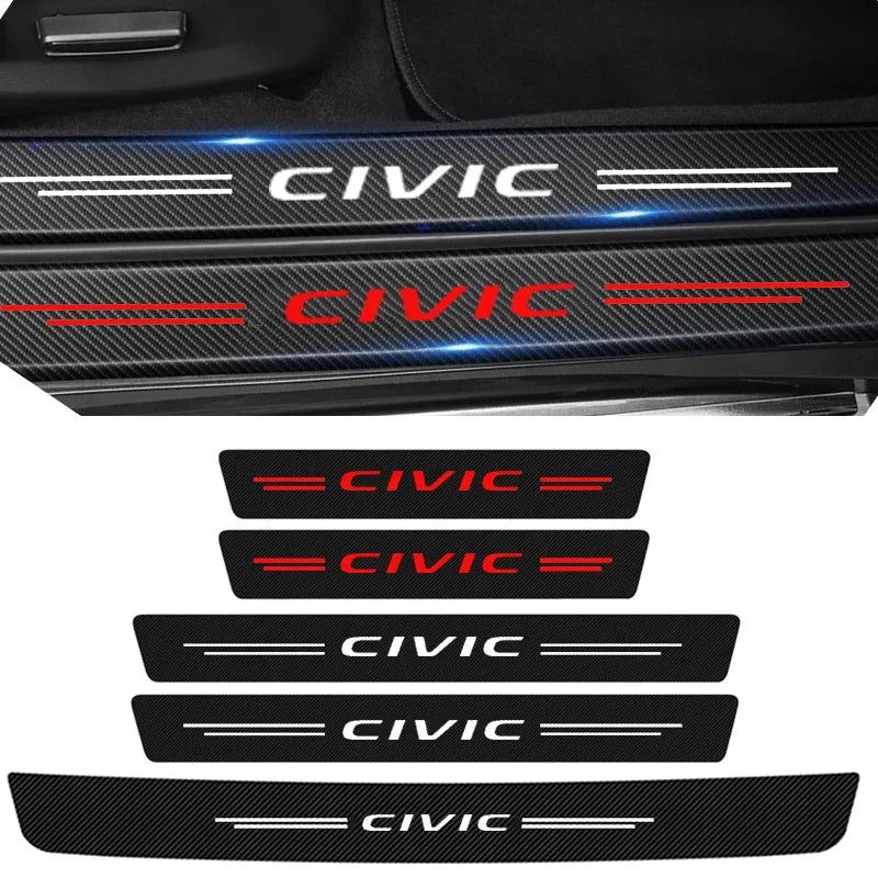 Honda Civic Carbon Fiber Door Sill Protector - 4 Piece Sticker Set