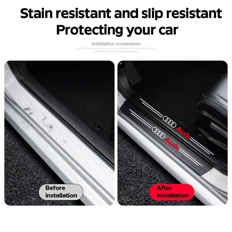 Audi Carbon Fiber Door Sill Protector - 3D Anti-Scratch Threshold Strip