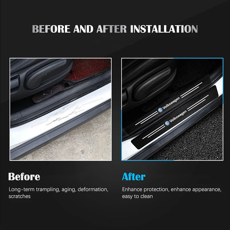 VW GTI Carbon Fiber Door Sill Protector - 5 Piece Sticker Set