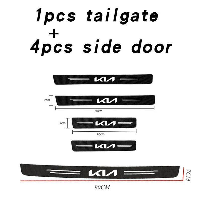 KIA Carbon Fiber Door Sill Protector - 5 Piece Sticker Set