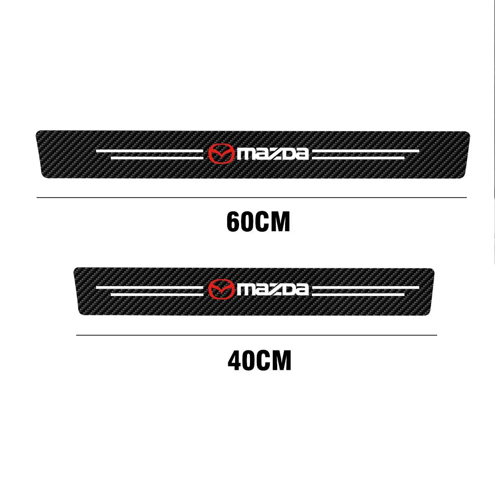 Mazda Carbon Fiber Door Sill Protector - 4 Piece Anti-Scratch Sticker Set
