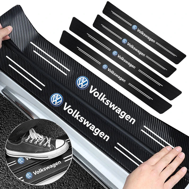 VW GTI Carbon Fiber Door Sill Protector - 5 Piece Sticker Set