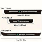 Skoda Carbon Fiber Door Sill Guards - Anti-Scratch Protector Film Set