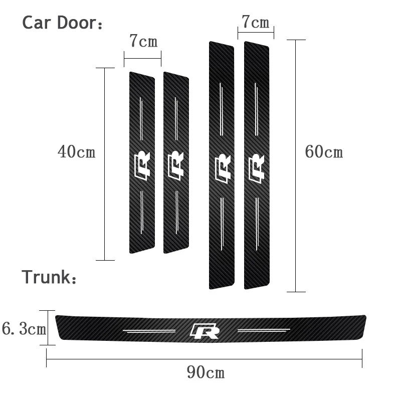VW GTI Carbon Fiber Door Sill Protector - 5 Piece Sticker Set