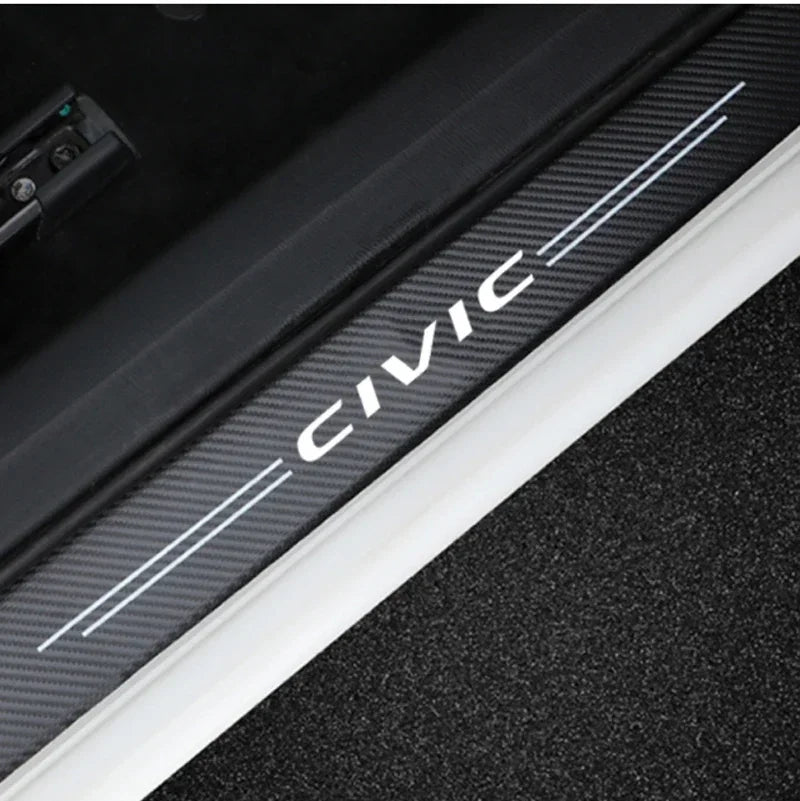 Honda Civic Carbon Fiber Door Sill Protector - 4 Piece Sticker Set