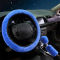 Fluffy Steering Wheel Cover - 3 Piece Soft Wool Winter Set (38cm)