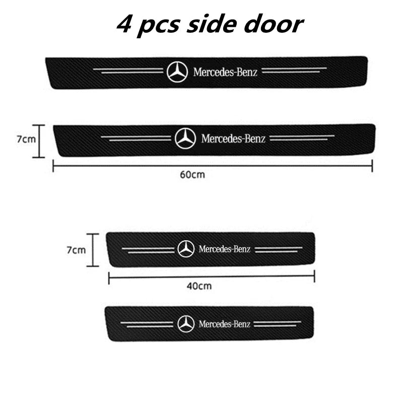 Mercedes Benz Carbon Fiber Door Sill Protector - 4 Piece Threshold Sticker Set